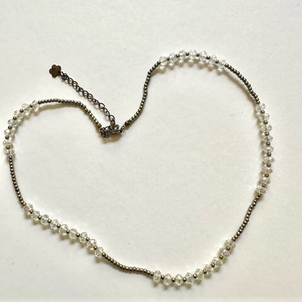 Silver tone clear crystal beaded necklace - Picture 3 of 9